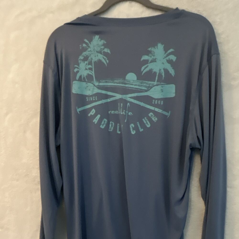 reelLife Paddle Club Mens XL Blue Long Sleeve Performance T-Shirt Graphic Logo